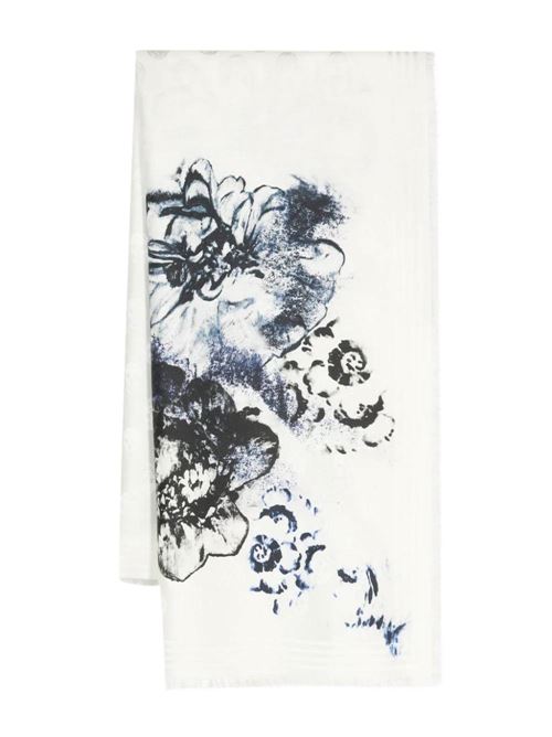 Light beige floral scarf for women. Alexander McQueen | 7804323631Q9260